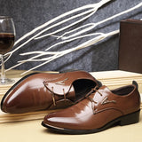 Zingj Men's Plus Size Leather Shoes Pointed Fashion Business Dress Men's Shoe Barber Shoe Size 37