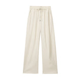 New Solid Color Elastic Waist Wide Leg Trousers