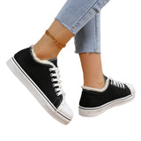 Large-Size Low-Top With Canvas Shoes Women's Flat-Soled Round Head Casual Single-Shoe Student