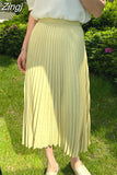 Women's Maxi Winter Skirt A-line White High Quality Brown Vintage Long Pleated Skirt Midi Elastic Waist Elegant for Women