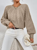 2025 New Solid Color Collar Long-Sleeved Jersey Elegant Loose Sweater