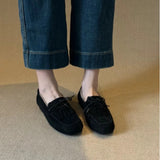 Lauded Shoes Women's 2025 Autumn And Winter Velvet Tweed Soft Bottom Plus Velvet Warm One-Legged Flat Sole Single