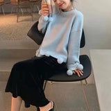 Zingj Year Red Gentle Wind Sweater Soft Waxy Department Round Collar Tassel Wool Ball Ball Solid Color Sweater Women Autumn Winter New Style-Outfit
