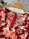 Women Floral Long Dress Elegant Square Collar Short Sleeve High Waist A-Line Casual Vestidos Female Robe New Fashion