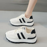 Women's Shoes With Striped Sneakers In The Autumn Of 2025 New Thick Soles Increase Not Tired Feet Old Shoes Couples Casual Aggan