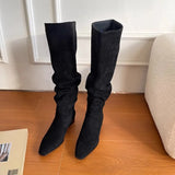 Wide-Tight Leg Boots Large-Sleet Boots Children Flat Base Pile Boots Straight Boots Straight Boots High