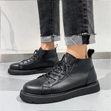 Autumn Winter New Black Male Round Head Korean Version Of The Tide Help The British Style Ankle Boots Martin
