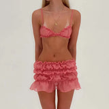 Ruched Bralette And Mini Skirt Set-Outfit