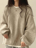 Oversized Split Hem Pullover Sweater- Outfit