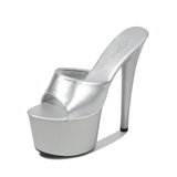 Zingj Patent Leather Mop High Heels With Sexy Black Waterproof Platform Hate Day Superb High Slippers Female