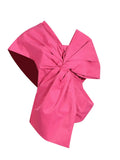 Zingj 2024 New Fashion Temperament Pure Color Asymmetric Collar Bow Decorative Splicing Design Sense Women's