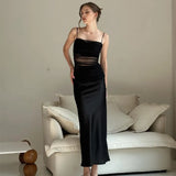 Zingj New Light Ripe Wind Mesh Perspective High Waist Slit Slim Strapless Condole Dress