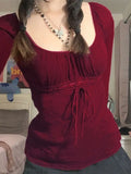 Red Long Sleeve Top with Lace