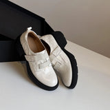 British Style Thick Bottom With A Magic Sticker Le福 Shoes Women's Comfortable Coarse And Mute Commuting Small Leather