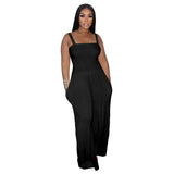 Zingj New Women's Solid Color Casual Strap Strapless Wide-Leg