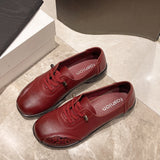 And Autumn Women's Shoes Soft Leather Flat Bottom New Anti-Slip Chinese Wind Comfortable Middle-Naught Mother Tied Grandmother Shoes Low