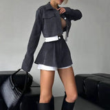 Fashion Short Button Cardigan Cake Short Skirt Two Sets Of Women's