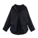 2025 New Women's Cotton Bat Sleeve Striped Clip Long Sleeve Shirt