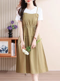 Comfortable Coloring And Fake Two Dresses 2025 Summer New Casual Comfortable Stitching Design