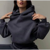 Women's Clothing 2025 New Two-Piece Set Of Solid-Colored Hooded Short-Wear