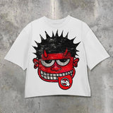 T-Shirt Y2K Hip-Hop Letter Retro Cross Graphic Print Oversized T-Shirt Men's Round Neck Cotton Short-Sleeved Shirt 211-0-Outfit