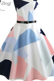 Polka Dot Summer Dress Women Vintage Elegant Floral Dress Evening Party Dresses Sundress Belt Vestidos
