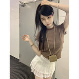 Zingj Short-Sleeved Striped T-Shirt Female 2024 Summer Hot Girl Slim Slim Bottom Shirt Versatile Student Short