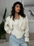 Temperament Famous Style Short Coat Plus Thoracic Fish Bone Vest Top Two Sets Of