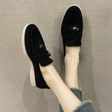 Summer New Sweet Women's Flat Shoes Bean Shoes Autumn Lazy Solid Color Round Head Single Shoes Women 42 Large