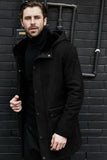 Long Jacket Fur One-Piece Velvet Jacket Multi-Grain Hooded Men's