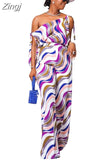 Stripe Women Jumpsuits For Summer Short Sleeve Bandage Loose Fashion Streetwear Overalls Wide Leg Pants Trousers