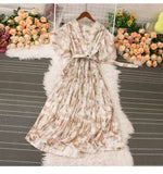 French Crumlom Dyed Summer New Waist Display Thin And Long Elegant Folded Chiffon Dress Holiday
