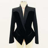 Star Fashion Repair Structure Velvet Splicing Suit Jacket In Autumn And Winter