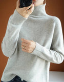 Zingj Winter New Half High Collar Sweater Female Inside Build Not Cashmere Long Sleeve Thick Knit Bottom Shirt Loose Jacket-Outfit