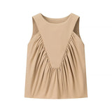 Women's Dress 2025 Summer Collar Sleeveless Wrinkle Shirt Shirt Top Women