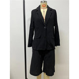 Spring And Autumn Cotton Mah-Size Casual Long-Sleeved Five-Sleeve Shorts Suit Two