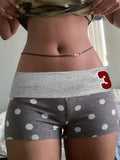 Hottie Letter Print Bag Hip Shorts Sexy Skinny Peach Hips Hot