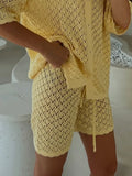 Fashion Knitted Hollow Set Beach Sexy Babes Casual Breathable Summer New Women