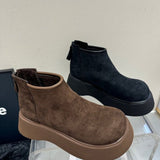 Kraft Big Head Pine Cake Thick Bottom Martin Boots After The Zipper Smoke Barrel Small Man Height Small Short Boots