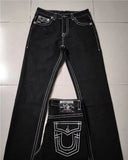 High Street Tide Brand Jeans White Thick Line Big Buddha Hundred Black Straight Jeans