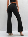 Waist Pants For Women Hollow Out Skinny Long Trousers 2023 Fashion New Solid Streetwear Female Split Flare Pants Ropa