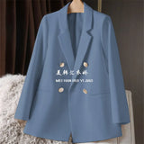 Zingj New Blazer Female Metal Button British Wind Casual Versatile Green Red Small Suit