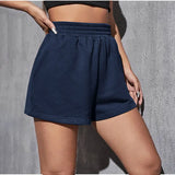 Summer Elastic Waist Loose Wide Leg Solid Color