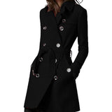 Autumn And Winter New Explosion Long Hair The Female Coat To Collect The Belt With Double Buckle
