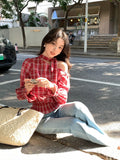 Xixi 2025 Spring New Temperament Retro Ins Round Neck Tucked Blouse Female