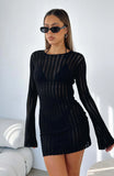 Zingj Women's New Sexy Long Sleeve Lace-Hole Sweater Dress-Outfit