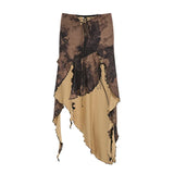 Temperament Holiday Style Irregular Lotus Leaf Side Open Skirt To Close The Belt In The Long Niche Sexy Half-Body