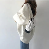 V-Neck Solid Color Loose SweaterOutfit