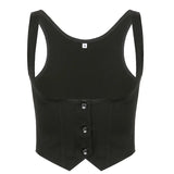 Spring-Summer Solid Color Girded Waistcoat Vest Women Sleeveless New Fashion Top