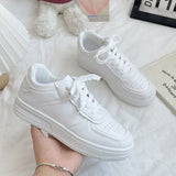 New Board Shoes Korean Version Of The Hong Kong Style Retro White Tie With Thick-Soled College Wind Sports Small White Shoes